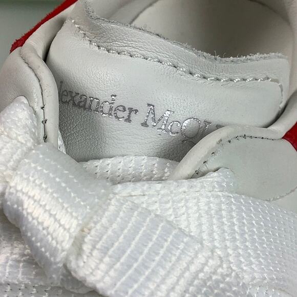 Alexander McQueen Molly Kids White Luster Red leather sneakers SZ 26 or 9.5 EUC - Picture 6 of 16